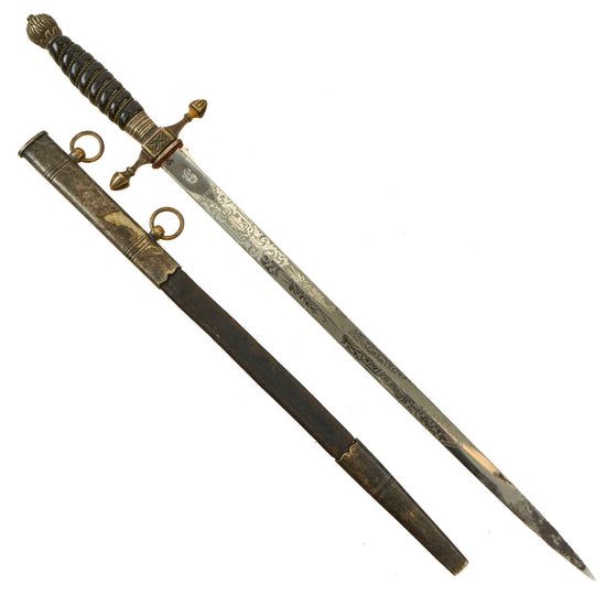 Original German Early Weimar Era Double Etched Prussian Fire Officials Dress Dagger by WKC with Scabbard Original Items