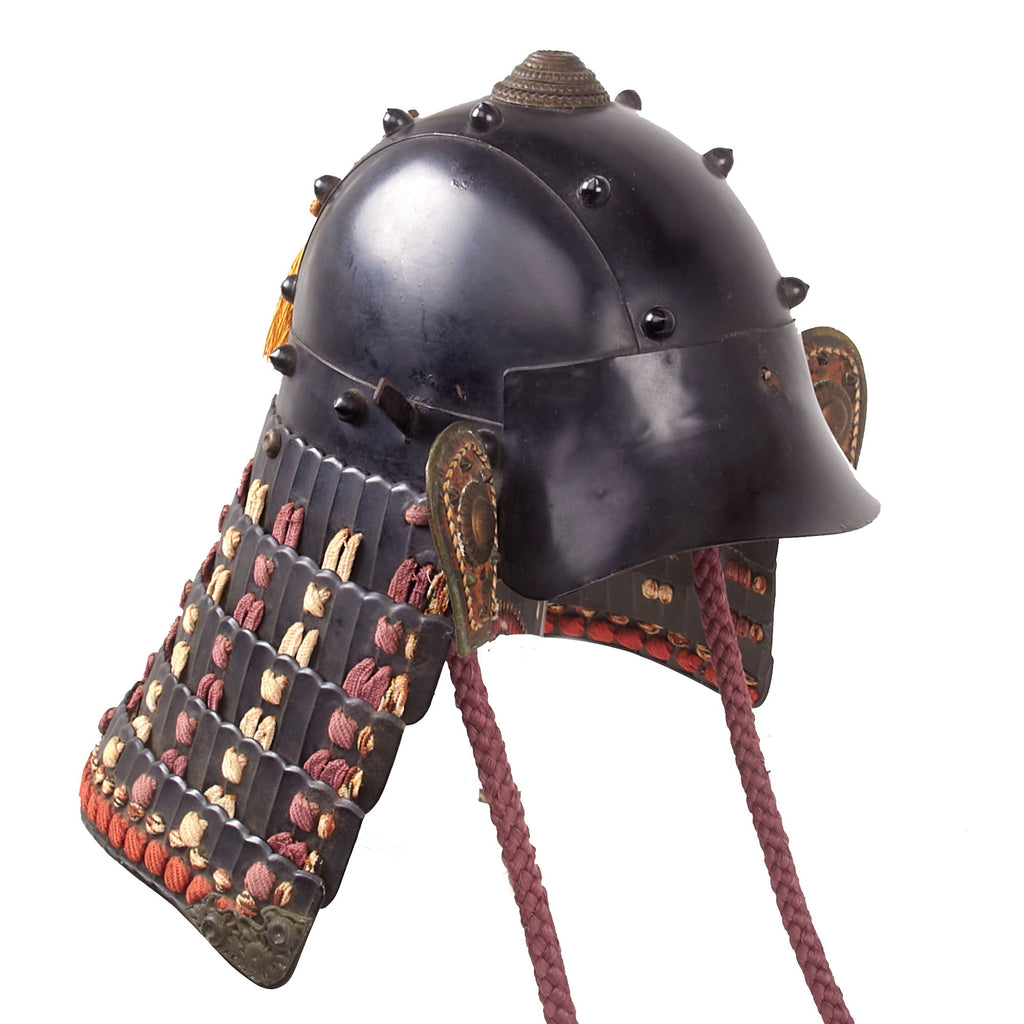 Original Japanese Edo Period Zunari Kabuto Samurai Helmet with Ropes ...