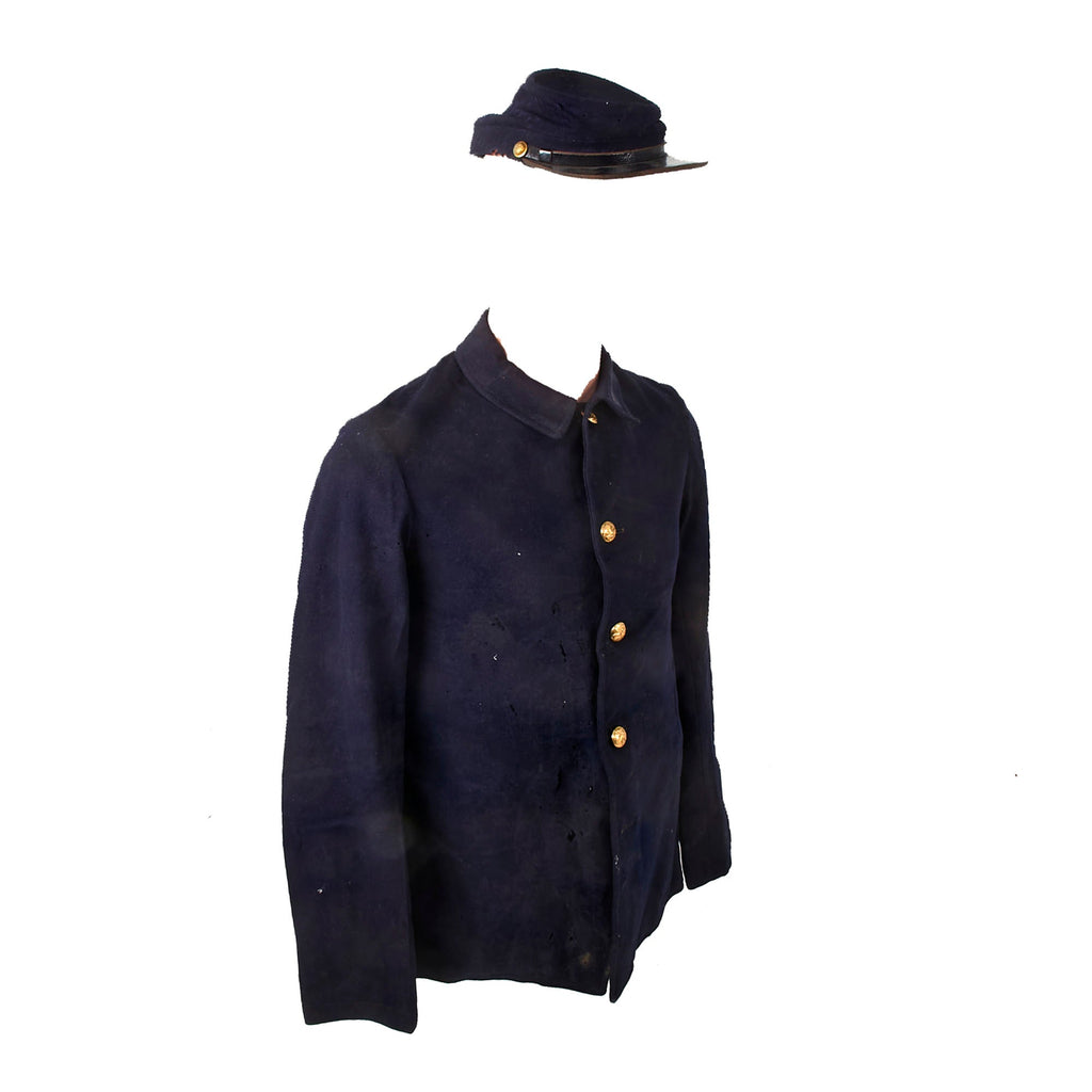 Original U.S. Indian Wars Federal Army Issue Pattern 1887 Fatigue Sack Coat & M1872 Federal Kepi Original Items