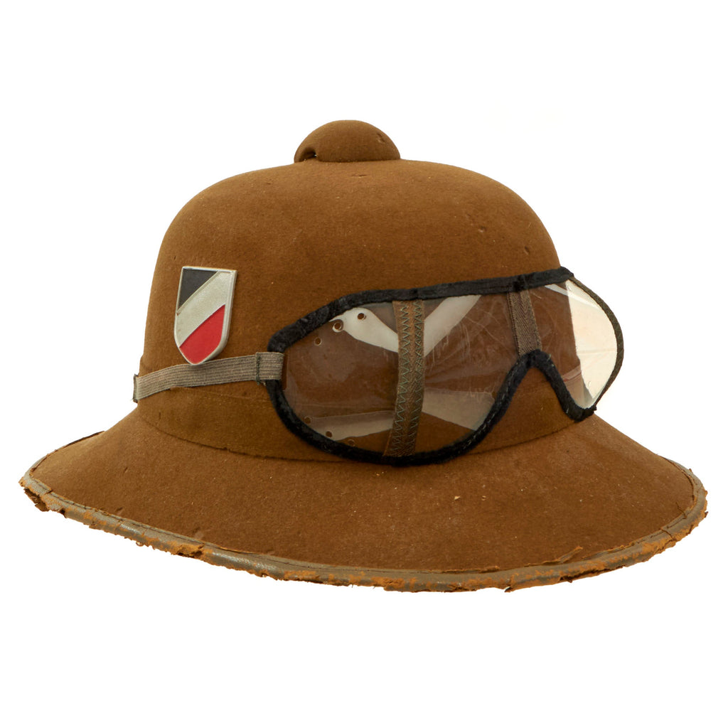 Original German WWII 2nd Model Afrikakorps DAK Sun Helmet by J. H. Soffel with Eye Shields - Dated 1942 - Size 56 Original Items