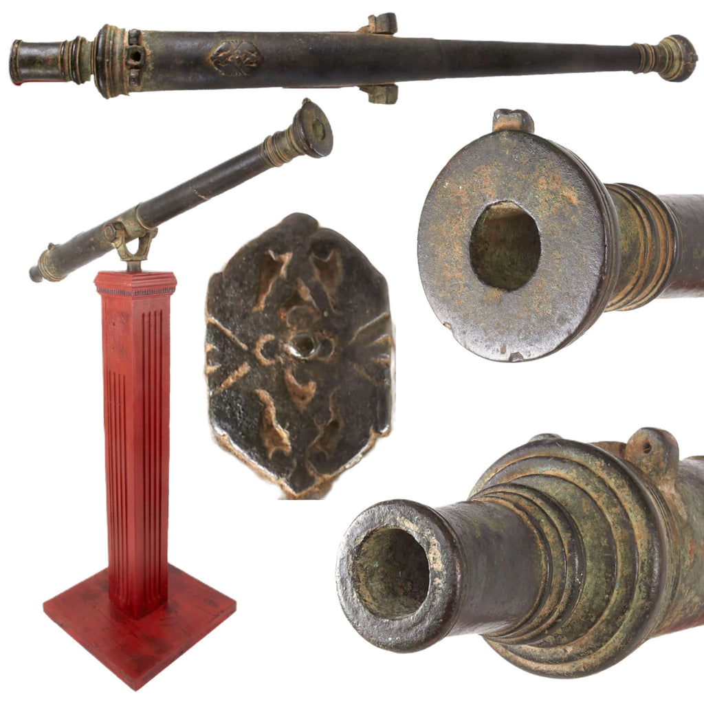 Original 19th Century Indonesian Bronze Lantaka Swivel Cannon with Base - 37.5 Inches Long Original Items