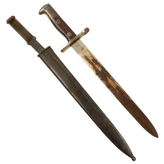 Original U.S. Spanish-American War Model 1892 Krag Rifle Bayonet and Scabbard - Dated 1898 Original Items