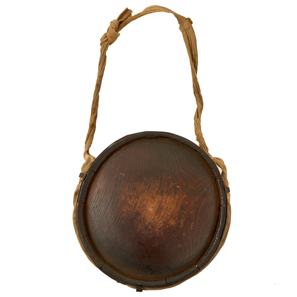 Original U.S. Civil War Rare Confederate Issue “Gardner” Pattern Wooden Drum Canteen with Initials & Remnants of Canvas Carry Strap Original Items