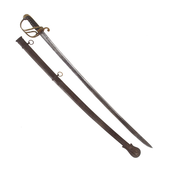 Original U.S. Early 19th Century Model 1833 Dragoon Saber By N.P. Ames Cutler Dated 1836 With Correct Scabbard - US Cavalry’s First Standard Issue Saber Original Items