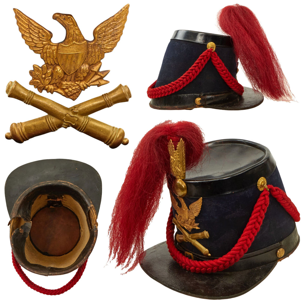 Original U.S. Civil War 1864 Pattern Light Artillery Shako with Plume & Cords - Excellent Original Items