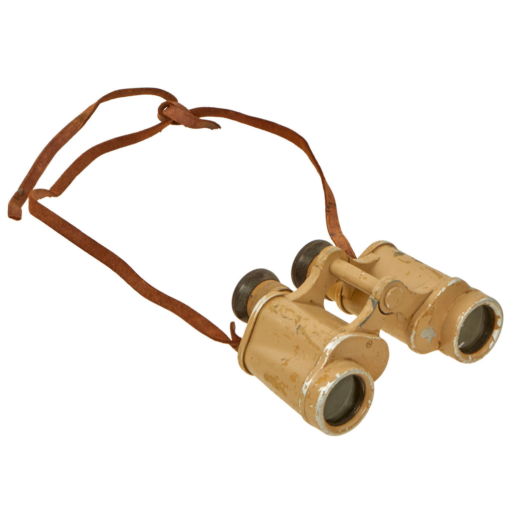 Original German WWII 6x30 Dienstglas Binoculars in Ordnance Tan by Swarovski with Tied Neck Strap Original Items