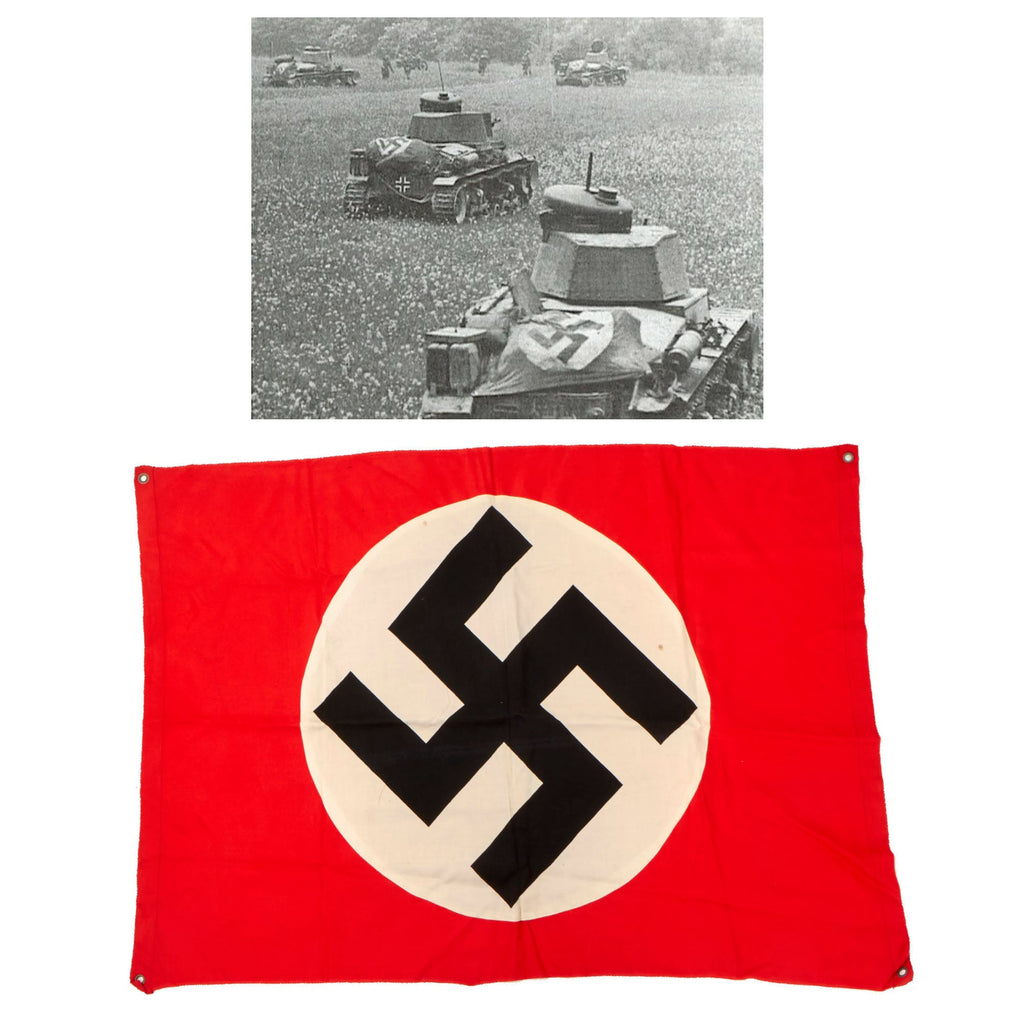 Original German WWII Panzer Tank and Vehicle Identification Flag - 30" x 41" Original Items