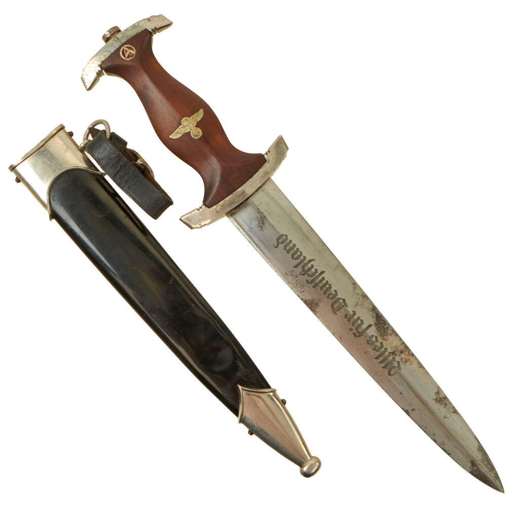 Original German WWII NSKK Dagger by Rare Maker Wilhelm Wagner of Solingen-Merscheid with Scabbard and Hanger - RZM M7/25 Original Items