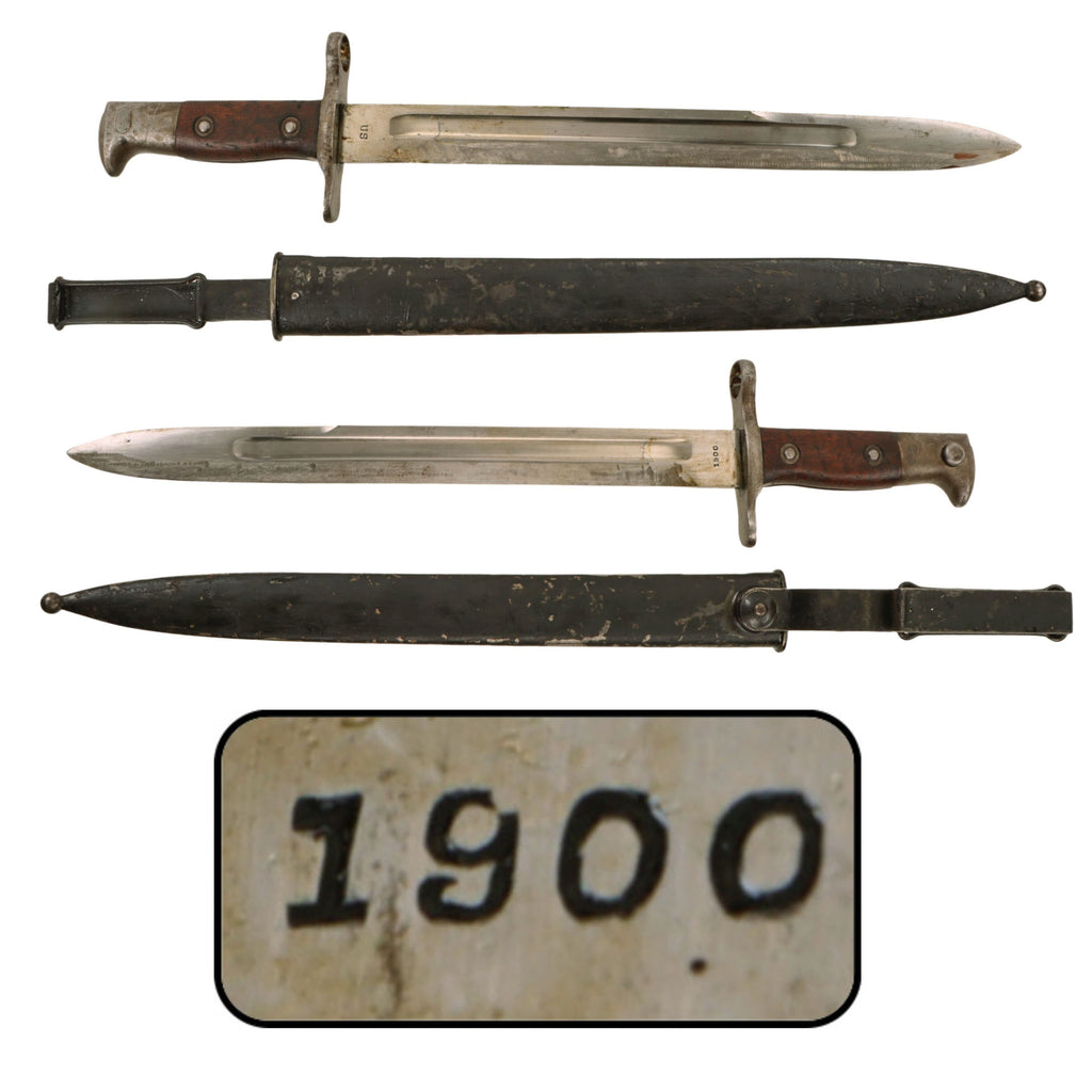 Original U.S. Philippine - American War Model 1892 Krag Rifle Bayonet and 2nd Pattern Scabbard - Dated 1900
