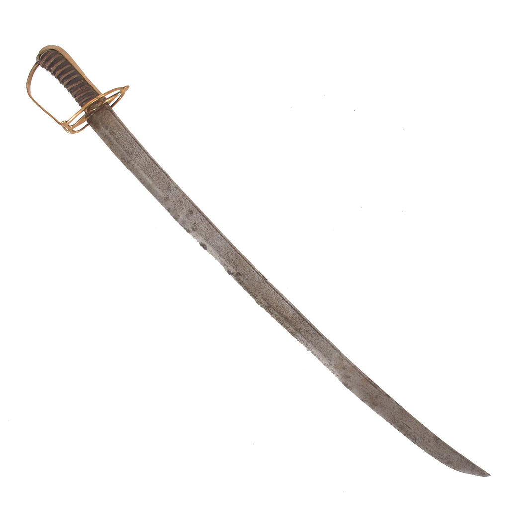 Original American Revolutionary War Continental Stirrup Hilt Mounted Dragoon Saber with Wire-Wrapped Leather Grip Original Items