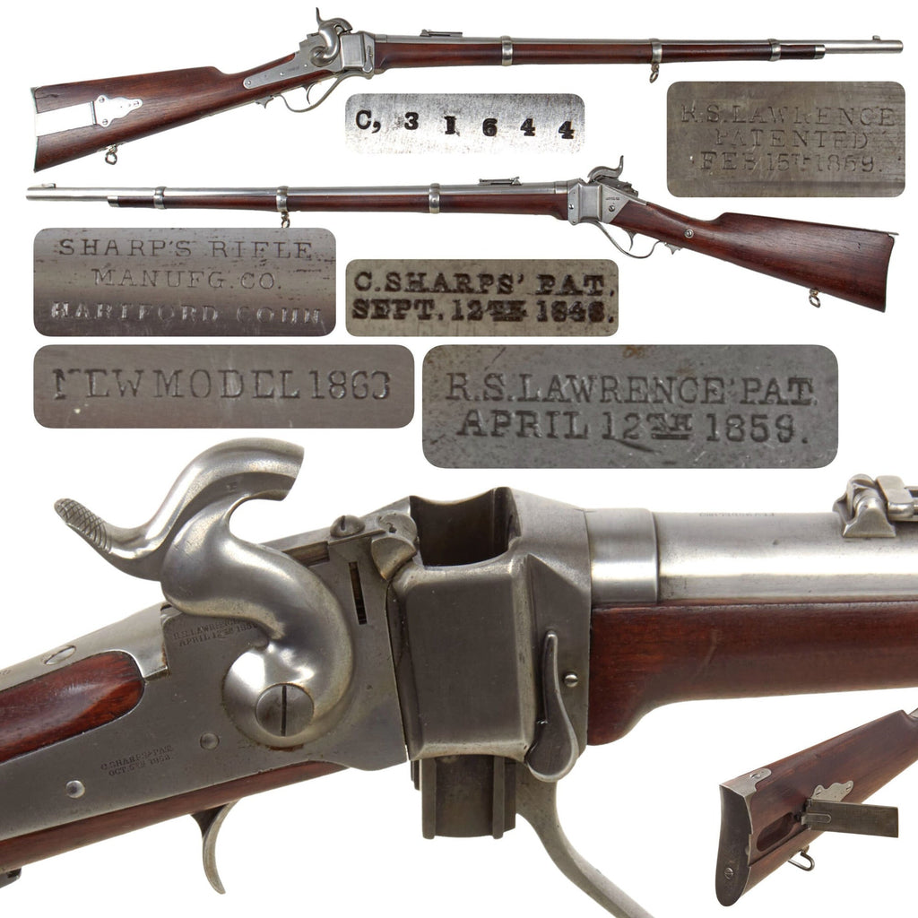 Original U.S. Civil War Excellent Sharps Vertical Breech New Model 1863 Military Rifle - Serial C,31644 Original Items