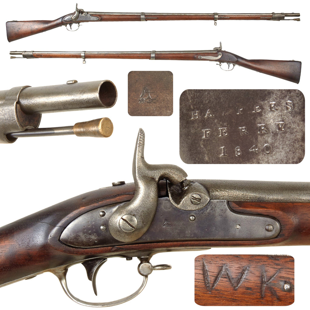 Original U.S. Civil War Era Springfield Model 1835 Percussion Converted Musket by Harpers Ferry - dated 1840 Original Items