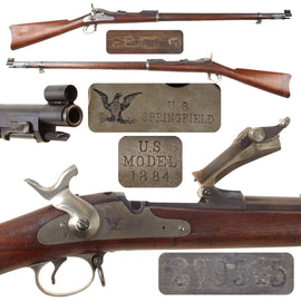 Original U.S. Springfield Trapdoor Model 1884 / 1888 Round Rod Bayonet Rifle Made in 1885 with Butt Trap Tools - Serial 279545