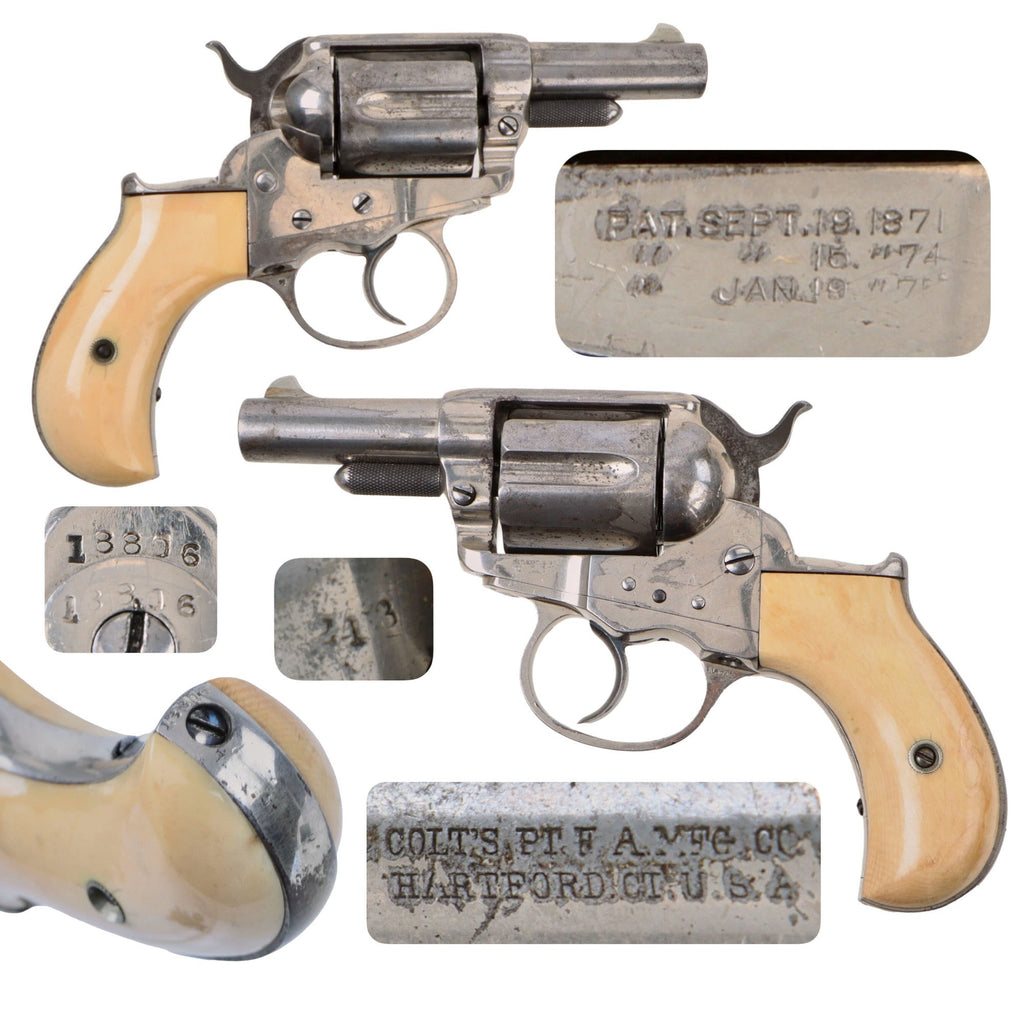 Original U.S. Colt M1877 .38cal Lightning Revolver Made in 1879 with 2 1/2" Barrel and Ivory Grips - Matching Serial 18806 Original Items