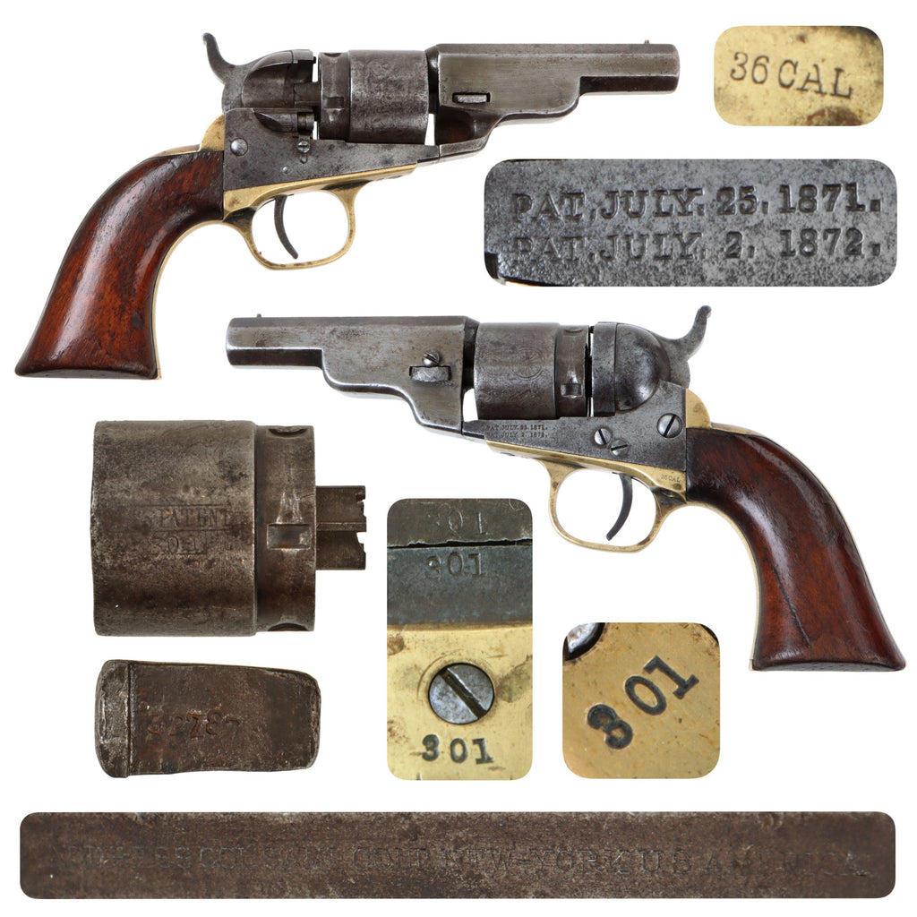 Original U.S. Civil War Era Rare Colt M-1862 Pocket Navy .38 Rimfire Cartridge Factory Converted Revolver - Serial 301 Original Items