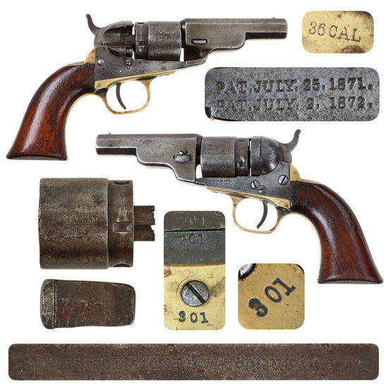 Original U.S. Civil War Era Rare Colt M-1862 Pocket Navy .38 Rimfire Cartridge Factory Converted Revolver - Serial 301 Original Items