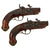 Original European Continental Matched Pair of Brass Mounted Percussion Vest Pistols with Cone Safeties - Circa 1800 Original Items