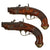 Original European Continental Matched Pair of Brass Mounted Percussion Vest Pistols with Cone Safeties - Circa 1800 Original Items