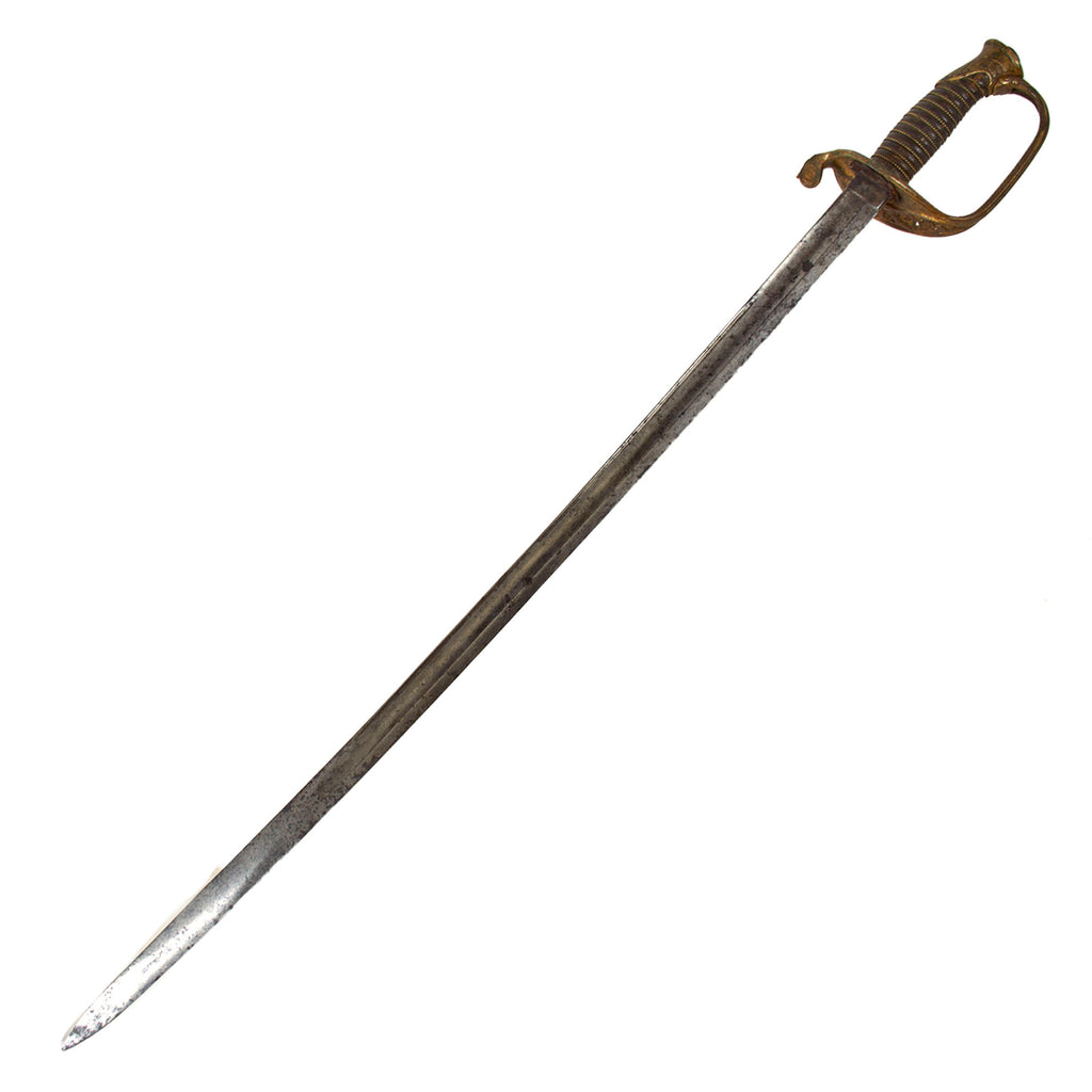 Original U.S. Civil War M1850 Foot Officer Sword with Patterned Leather Grip & Etched Blade Original Items