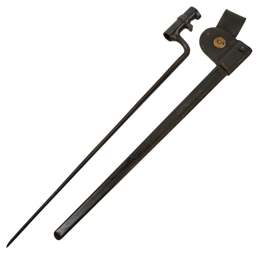 Original U.S. Springfield Trapdoor M1873 Rifle Socket Bayonet with NGP Pennsylvania National Guard Scabbard Original Items