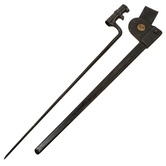 Original U.S. Springfield Trapdoor M1873 Rifle Socket Bayonet with NGP Pennsylvania National Guard Scabbard Original Items