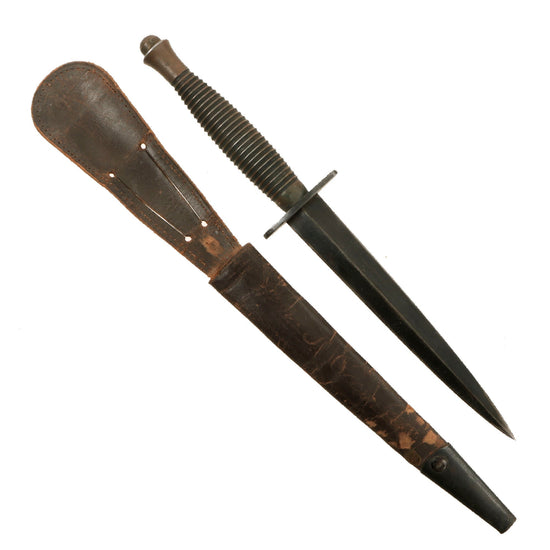 Original British WWII Import Marked 3rd Pattern Fairbairn Sykes Fighting Knife with Scabbard Original Items