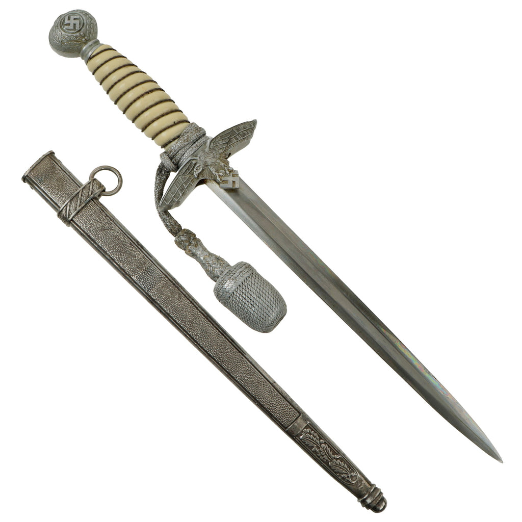 Original WWII German 2nd Model Luftwaffe Dagger by Rare Maker C. Gustav Spitzer AG with Scabbard and Portepee Original Items