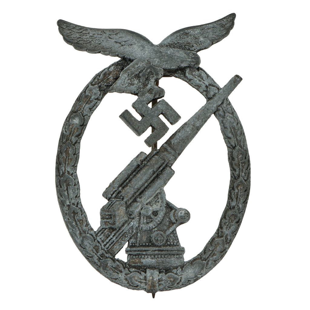 Original German WWII Luftwaffe Anti-Aircraft Flak Battle Badge - Broken Pin Catch - Unmarked Original Items