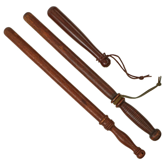 Original British & U.S. 1890s-1940s Vintage Truncheon Lot - Lot of Three Original Items