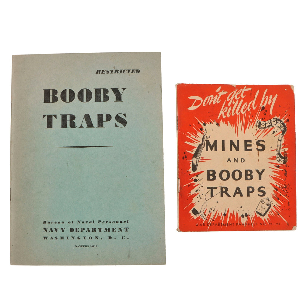 Original U.S. WWII Pair of Mines and Booby Traps War Department & Navy Department Booklets - (2) Items Original Items