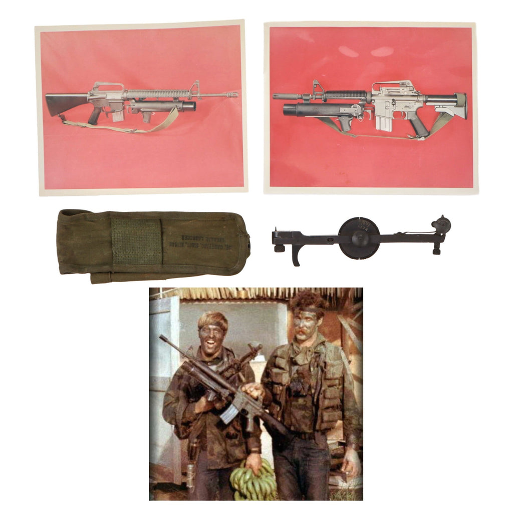 Original U.S. Vietnam War Experimental XM-148 Grenade Launcher Sight in Original Case with Two Government Photos - Rare Original Items