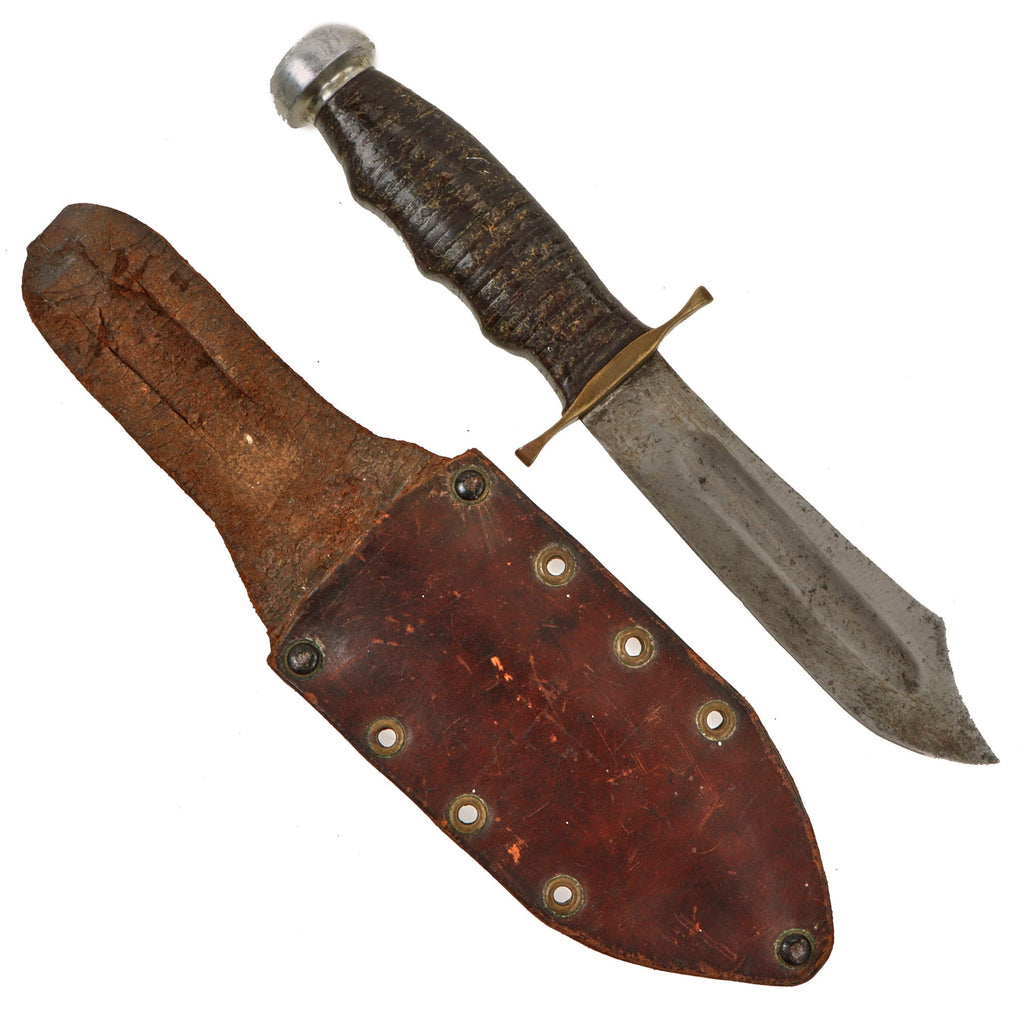 Original U.S. WWII Theater-Made Bowie Knife with Sheath - Named J.L. Casale Original Items