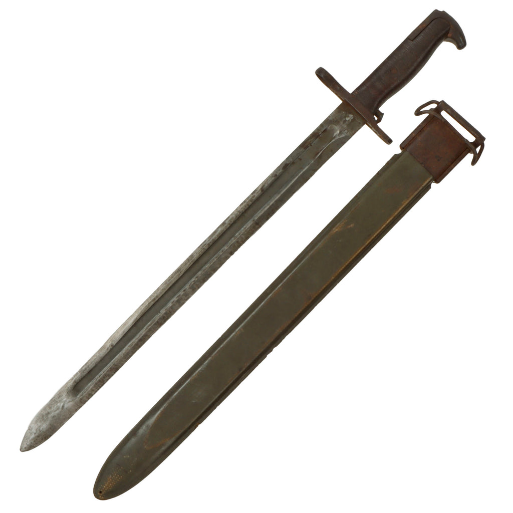 Original U.S. WWII M1942 16" Garand Rifle Bayonet by Utica Cutlery with M3 Scabbard - Dated 1942 Original Items