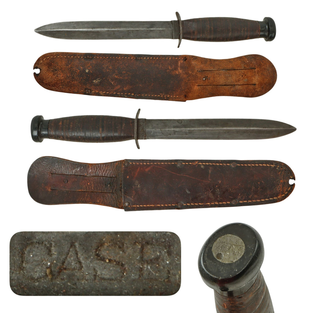 Original U.S. WWII Case Stiletto “OSS Commando” Fighting Knife With Correct Leather Sheath Original Items
