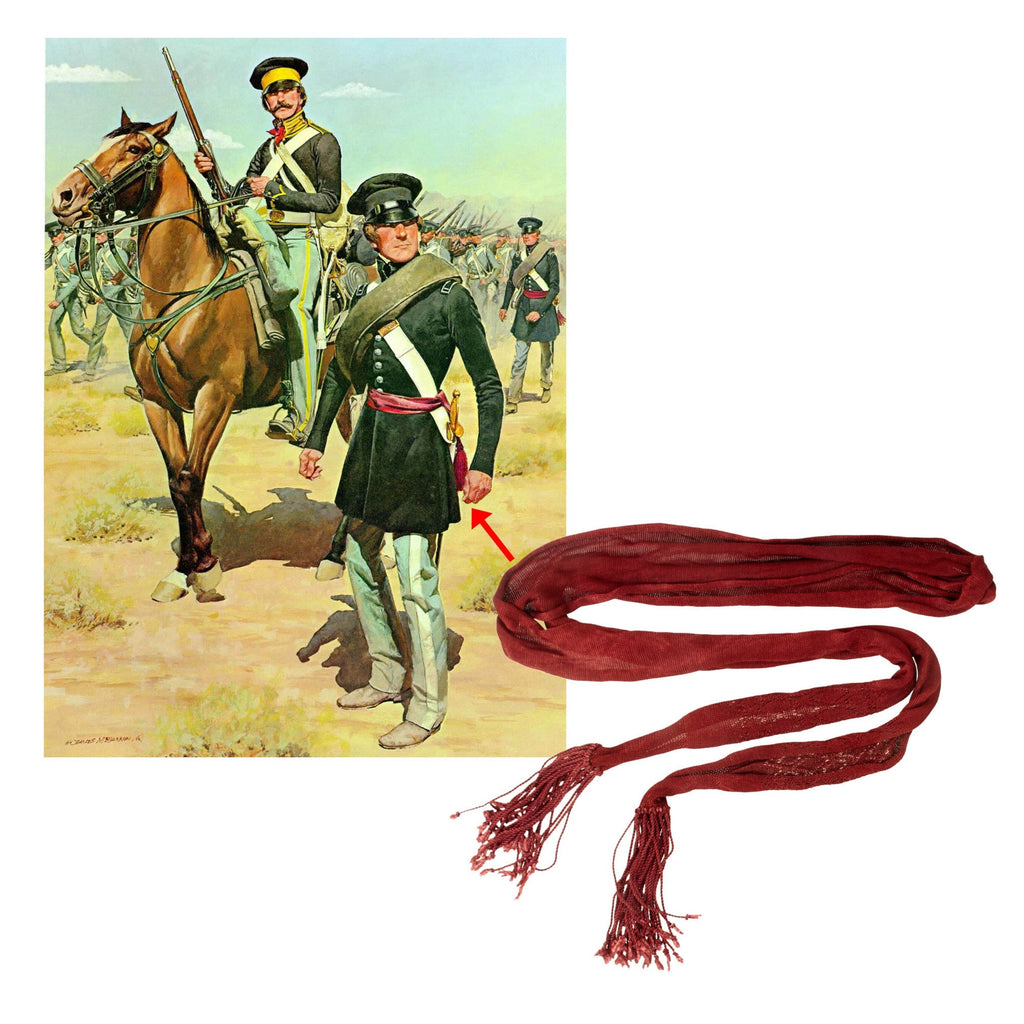 Original U.S. Mexican-American War Era Crimson Artillery Officer’s Silk Sash Original Items
