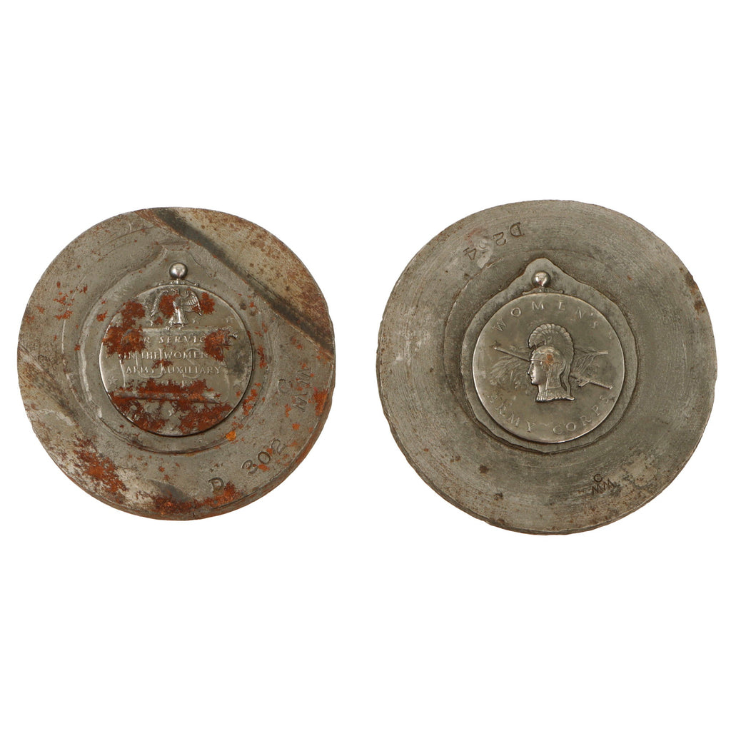 Original U.S. WWII Women's Army Corps Service Medal Die Set - Front and Back Original Items