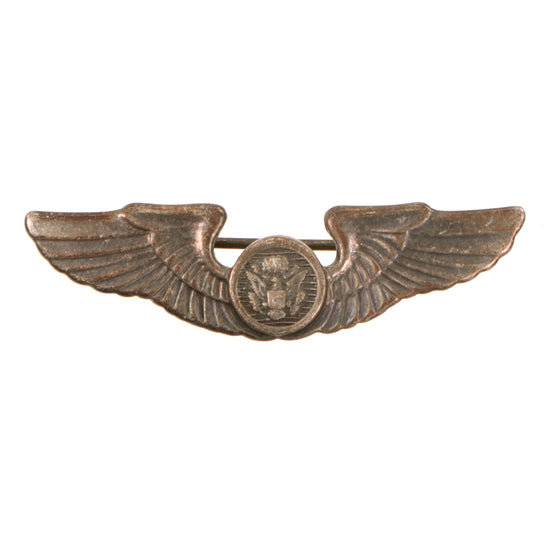 Original U.S. WWII Shirt Size Sterling Silver Aircrew Wings - Pinback Original Items
