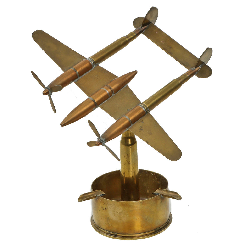 Original U.S. WWII P-38 Lightning Trench Art Brass Ashtray - Shell Dated 1942 Original Items