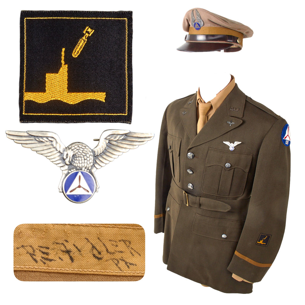Original U.S. WWII Civil Air Patrol Coastal Patrol Pilot’s Uniform Group with Officer’s Visor & Garrison Caps Original Items