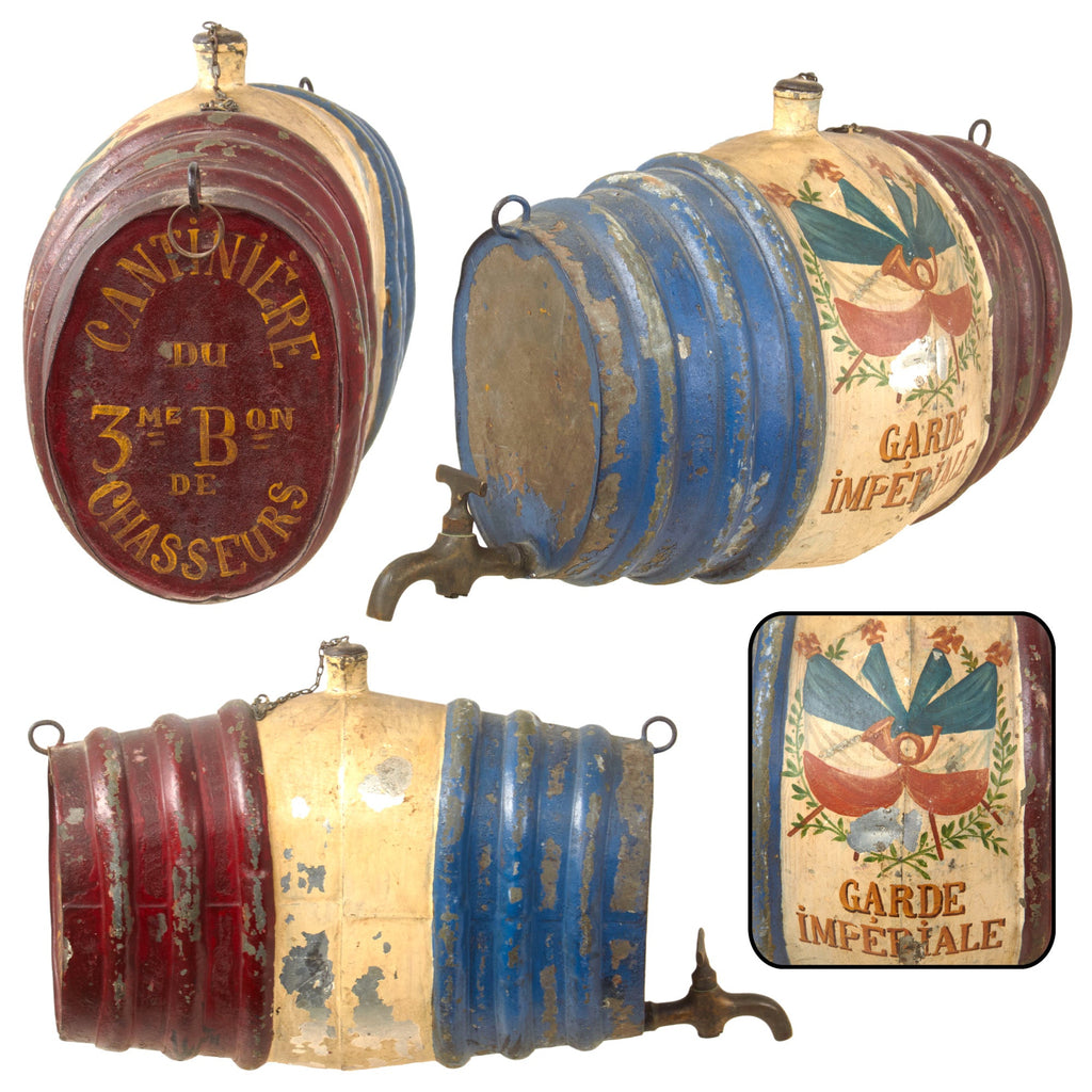 Original French Franco-Prussian War Outstanding 3rd Battalion Chasseurs Imperial Guard Cantinière Vivandière’s Hand-Painted Wine Keg Original Items