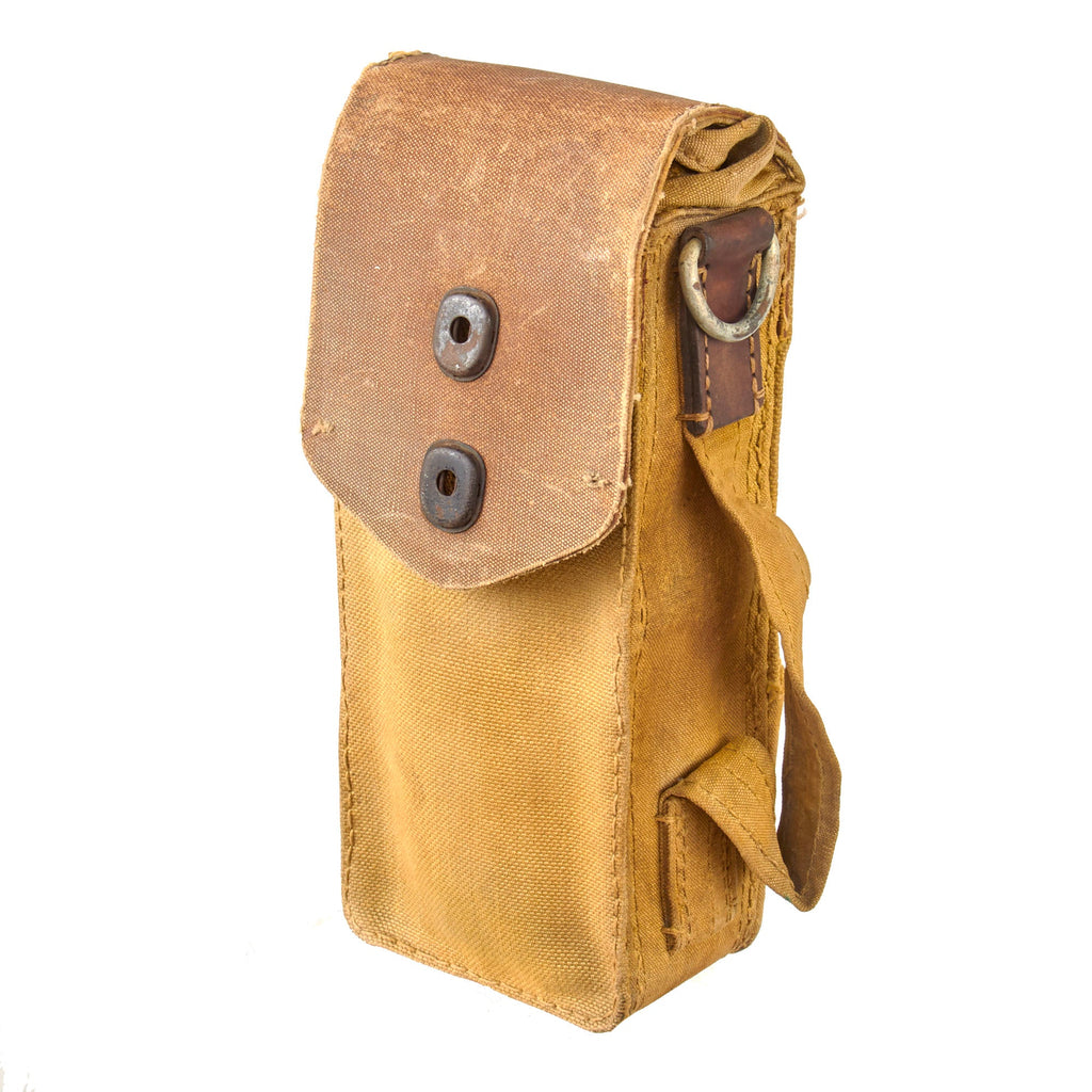 Original Imperial Japanese WWII Japanese Army Type 96/99 Light Machine Gun Magazine Pouch with Late War Rubberized Canvas Lid & Reinforcements Original Items