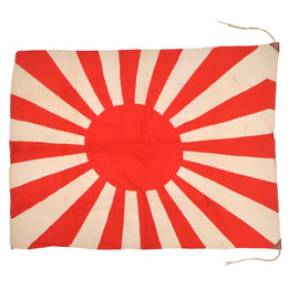 Original Imperial Japanese WWII Army Rising Sun War Flag with Original Corner Ties - 25" x 32"