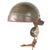 Original French WWII Model 1935 Tanker Armored Vehicle Helmet with Rare Communications Headset & Crossed Cannons RF Badge Original Items