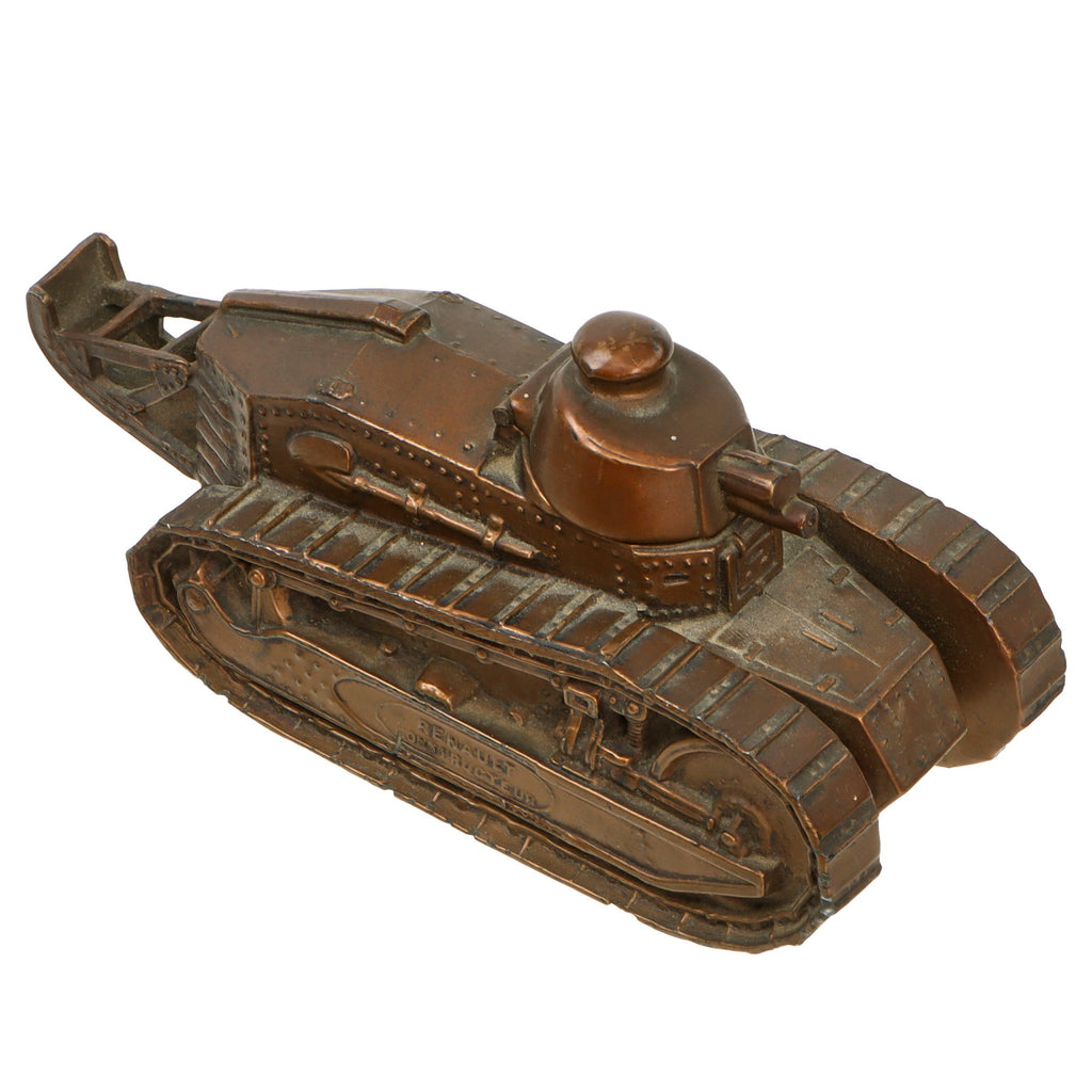 Original French WWI FT-17 Renault Tank Inkwell Made as Renault Merchandising Advertising Piece - Dated 1919 Original Items