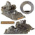 Original French Pre-WWII Renault FT Light Tank Desk Model Display with Armored Helmet Inkwell Cover & 502nd Combat Tank Regiment Regiment Plaque - Missing Inkwell Original Items