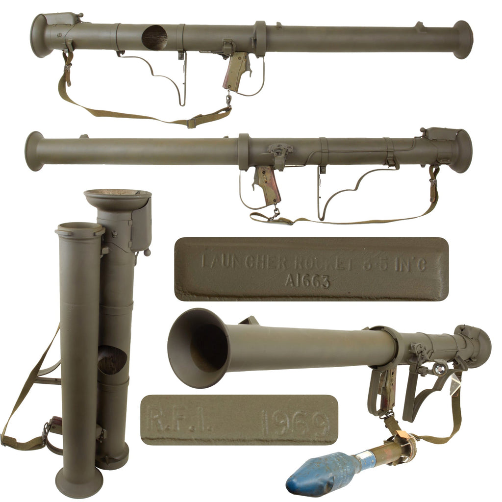 Original U.S. Deactivated M20 A1 B1 3.5 Inch Super Bazooka Rocket Launcher Serial A1663 with Practice Rocket Original Items