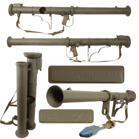 Original U.S. Deactivated M20 A1 B1 3.5 Inch Super Bazooka Rocket Launcher Serial A1663 with Practice Rocket Original Items