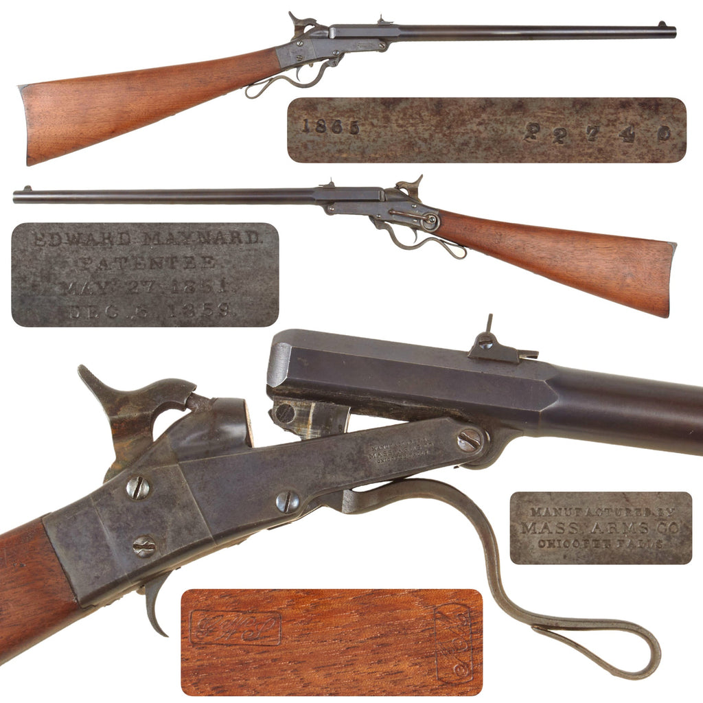 Original U.S. Civil War Excellent Maynard Second Model Percussion Cavalry Carbine in .50 Caliber Dated 1865 with Stock Cartouches - Serial 22740 Original Items