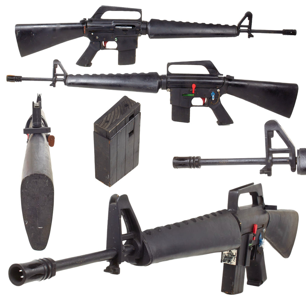 Original U.S. Vietnam War Era M16A1 Oversized 2:1 Scale Functional Wooden Classroom Trainer with Magazine Purportedly Made by Colt - 76 Inches Long Original Items