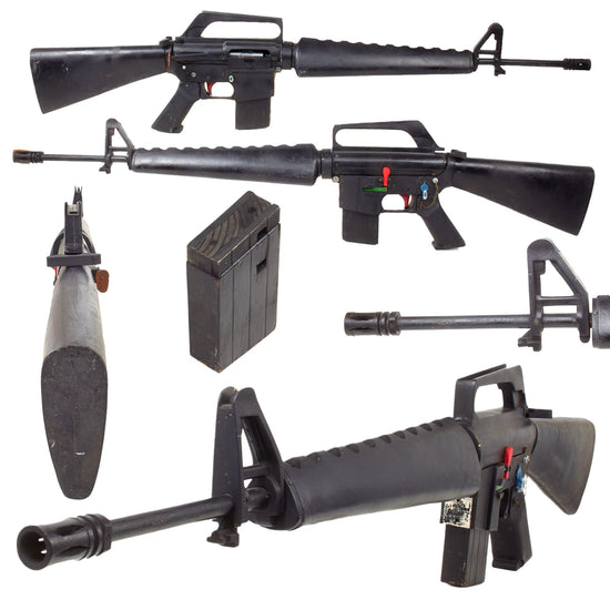 Original U.S. Vietnam War Era M16A1 Oversized 2:1 Scale Functional Wooden Classroom Trainer with Magazine Purportedly Made by Colt - 76 Inches Long Original Items